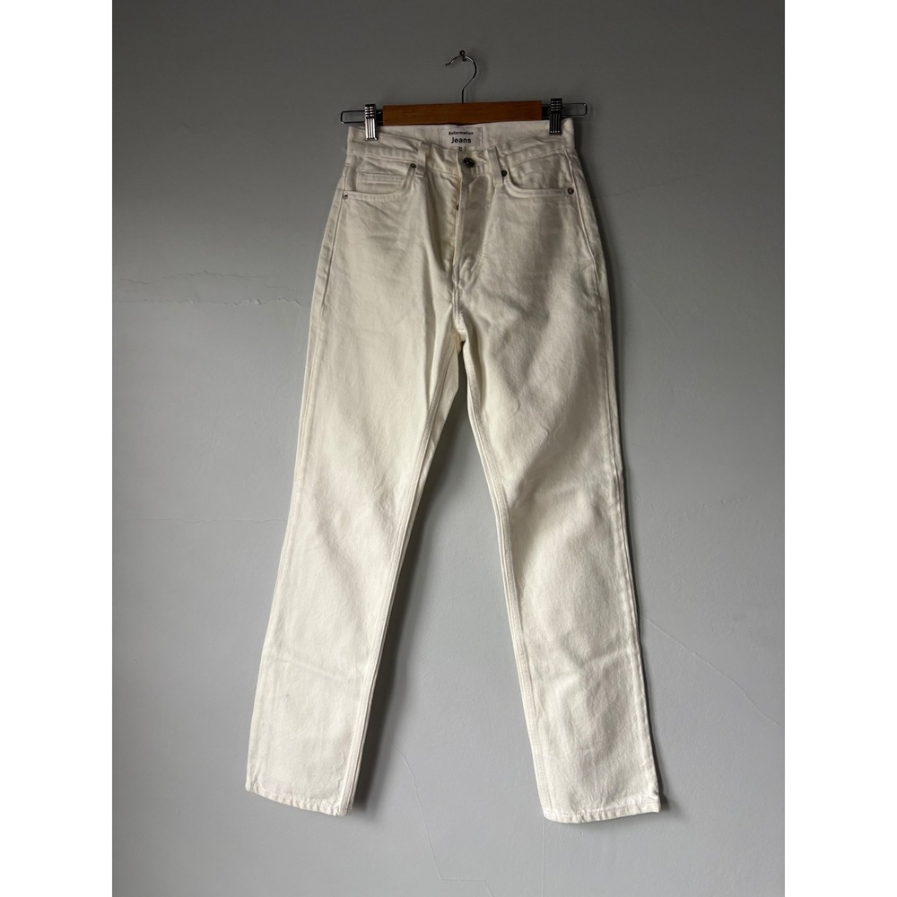 Reformation Cynthia High Rise Straight Jeans White 24 - Picture 3 of 8